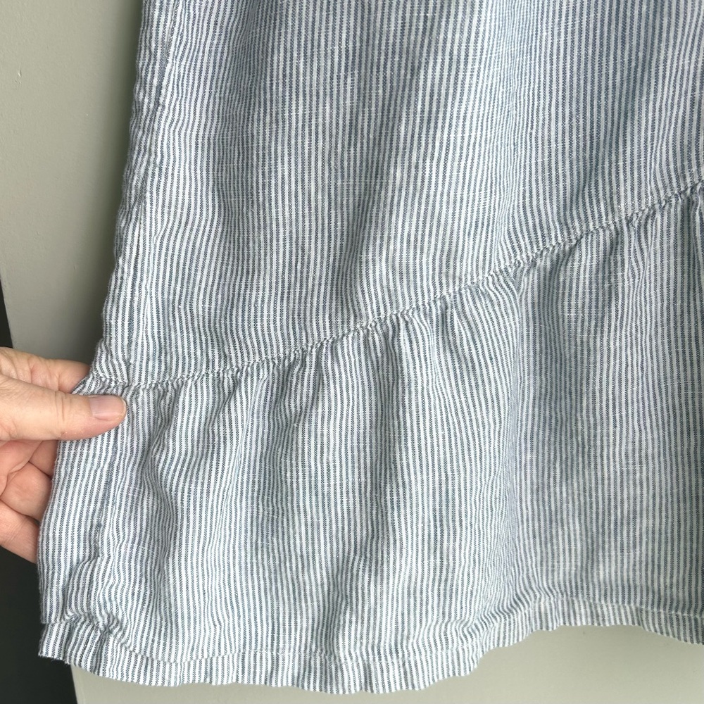 LUCKY BRAND sleeveless blue white striped linen v-neck dress - Picture 6 of 7
